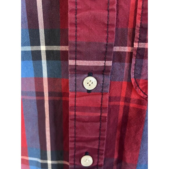 Hollister Button Down Shirt Long Sleeve Mens Medium Red Plaid Fast Ship - Picture 4 of 6